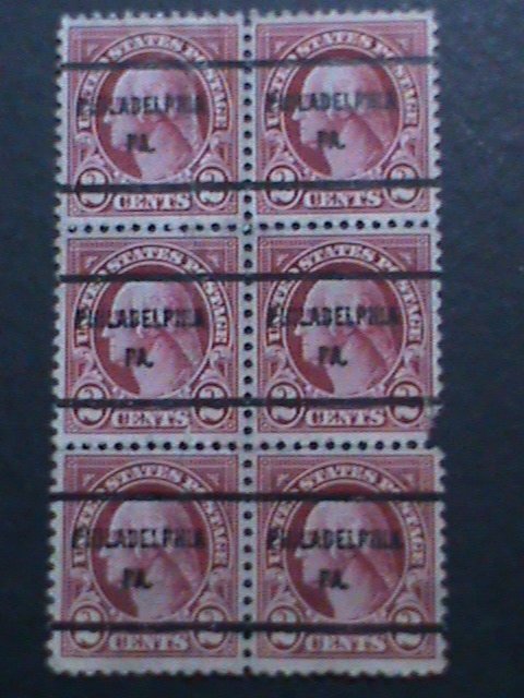 ​UNITED STATES 1922 SC#554  100 YEARS OLD STAMP-WASHINGTON-PRECANCEL BLOCK VF