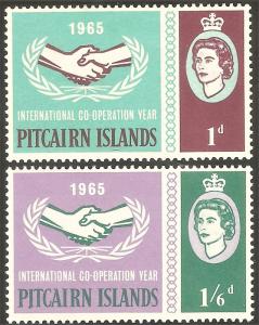 PITCAIRN ISLAND Sc# 54 - 55 MH FVF Set-2 Handshake QEII