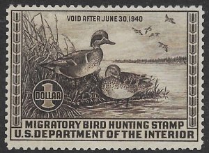 US RW 6  1939 Federal Duck stamp  fine mint hinged