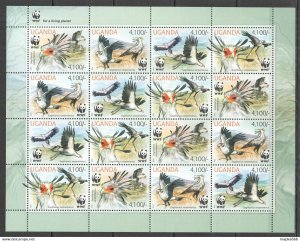 2012 Uganda Wwf Secretarybird Birds Fauna #3000-3003 Full Sh ** Nw0449