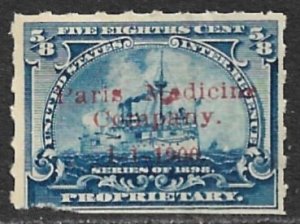 USA REVENUES 5/8c BATTLESHIP Proprietary PARIS MEDICINE CO Precancel RB23 Used