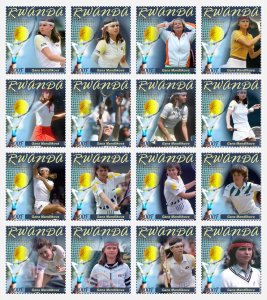 Stamps.  Sports Tennis Czech Players 2023 year , 16 stamps perforated