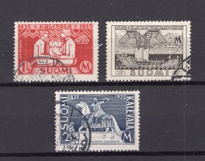 FINLAND 1935 KALEVALA NATIONAL EPOS SET SCOTT 207-209 FACIT 195-197 VFU