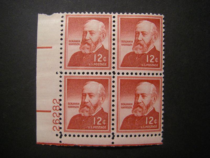 Scott 1045a, 12c Benjamin Harrison, PB4 #26282 LL, MNH Liberty Beauty