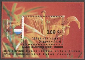 NETHERLANDS 1994 Sc 856 MNH  160c s/s - Wild Flowers, Fire Lily