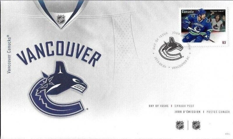 Canada scott 2670 Vancouver Canucks FDC 2013