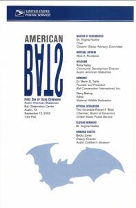 US 3661-3664 Bats Ceremony Program FDC