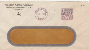 U.S. AMERICAN OPTICAL CO. Logo Southbridge, Mass. 1933 Meter Mail Cover Rf 47514
