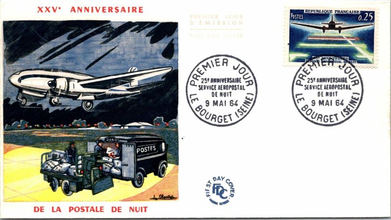 France FDC 1964 - 25th Anniversary Aeropostal Night Service - F28906