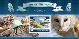 Maldives - 2015 Owls on Stamps - Stamp Souvenir Sheet - 13E-332