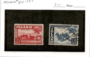 Iceland, Postage Stamp, #254-255 Used, 1949 UPU (AB)