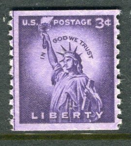 USA; 1954 early Presidential Series issue Mint hinged 3c. value Coil Stamp