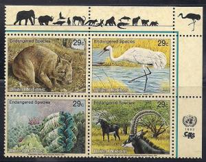 UN NYC Sc#623a Endangered Species Inscrp. Blk MNH