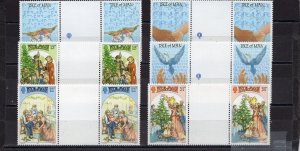 ISLE OF MAN 1986-1987 SET OF 6 GUTTER PAIRS MNH