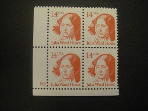 Scott 2176, 14c Julia Ward Howe, PB4 #2 LL, MNH Great Americans Beauty