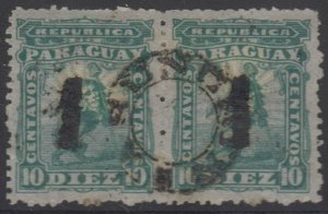 PARAGUAY 1881 PROVISIONAL Sc 17 PAIR NEAT ASUNCION CIRCULAR CANCEL F,VF 