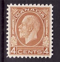 Canada-Sc#198-Unused 4c hinged ochre KGV Medallion-1932-id444-