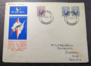 1934 Southern Rhodesia Airmail First Flight Cover FFC Salisbury to Sydney NSW