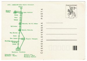Czechoslovakia 1991 MNH Postal Stationary Postcard Railway Post Map Slovakia