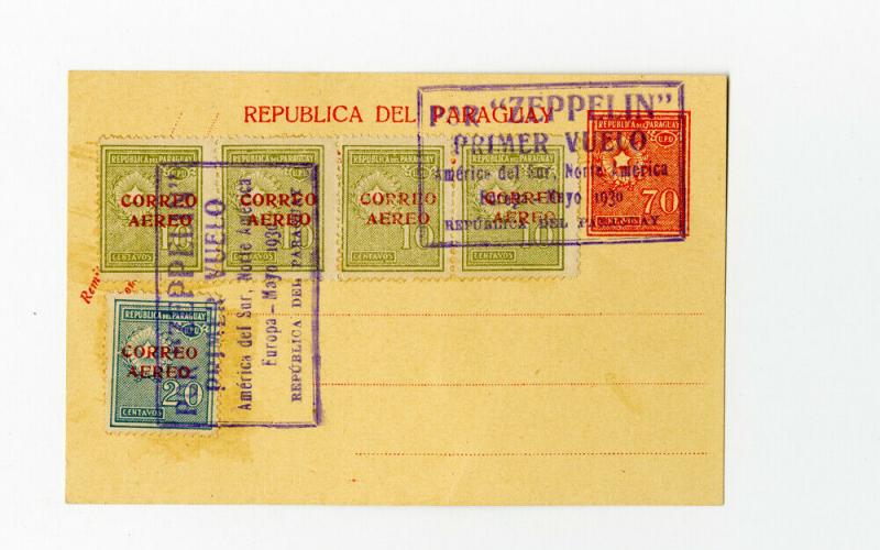 Paraguay Cover Zeppelin 1st Flight w/ 5x Stamps