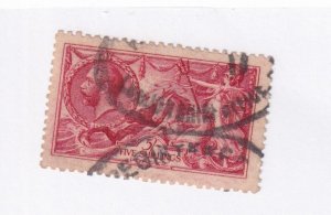 GB Sct # 223 VF-5sh CARMINE BRITANNIA KGV ISSUE CAT VALUE $81.50