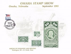 BEP Souvenir Card B176 Omaha Stamp Show #QE2 #JQ5 #E7 Newspapers 1993 VC Cancel