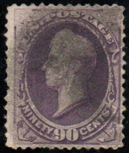 US #218 SCV $225 F-VF, cork cancel, vivid color!