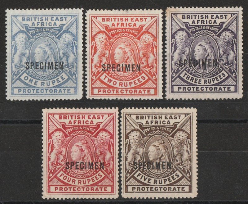 BRITISH EAST AFRICA : 1897 QV Lions high value set SPECIMEN. normal cat £1400.