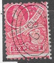 New South Wales #80 6p Victoria& Coat of Arms (U) CV $8.75