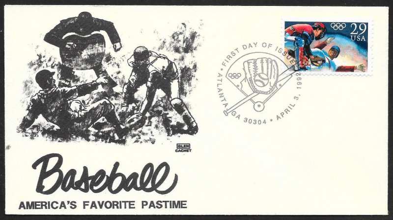 UNITED STATES FDC 29¢ Olympic Baseball 1992 Glen