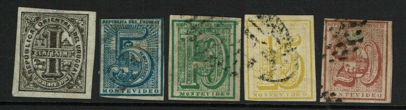 Uruguay SC# 29 - 33 Used / #29 MNG & Tiny Top Thin - S8237