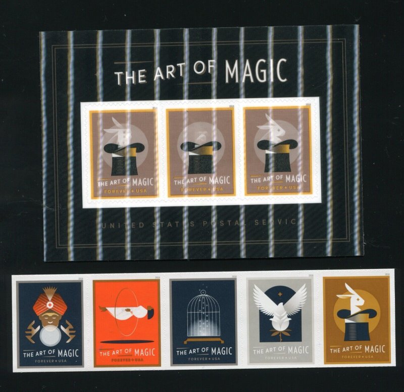 5301-5305, 5306 Art of Magic Strip of 5 and Sheet of 3 Forever Stamps MNH