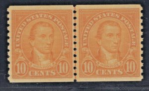 #603 Graded VF-XF 85 Mint OG NH Coil Joint Line Pair w/PSE Cert SMQ $70 (JH 8/6)