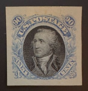 US Scott #122-E2b 1869 Plate Essay Blue frame black vignette