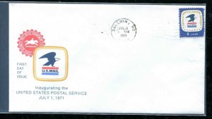 INAUGURATING THE USPS Ballwin MO 1971   FDC St Louis County Missouri 7-1-71