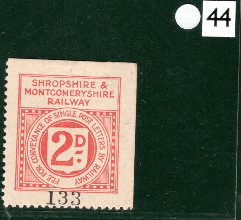 GB Wales S&MR Letter Stamp 2d Shropshire & Montgomeryshire Mint MM S2WHITE44