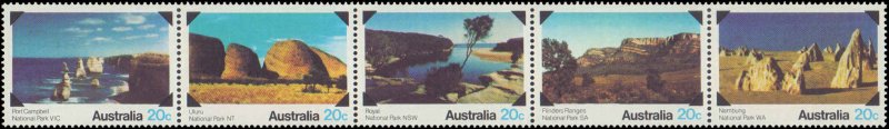 Australia #704a, 706a, Complete Set, Strip of 5+Pair, 1978, Never Hinged