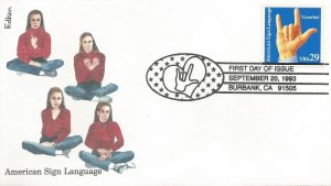 American Sign LANGUAGE fdc  Edken cachet !#2