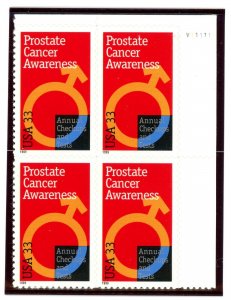 US  3315  Prostate Cancer Awareness  - Plate Block of 4 - MNH - 1999 - V11111 UR