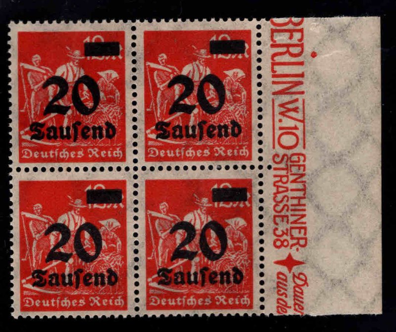 Germany Scott 244 MNH**  hyper inflation  right margin stamp block