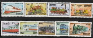 Mongolia 1078-86 Trains Mint NH