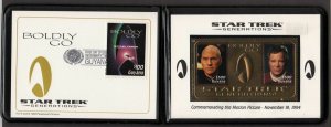 1994 Star Trek Generations $500 24k gold stamp + $100 stamp FDC folio Guyana