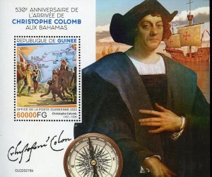 GUINEA 2022 530th COLUMBUS LANDING IN THE BAHAMAS SOUVENIR SHT MINT NEVER HINGED