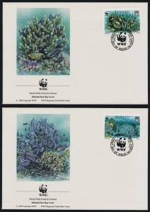 Tuvalu 617-20 on FDC's - WWF, Marine Life, Blue Coral