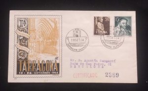 C) 1954. SPAIN. FDC, CHURCH OF TARRAGONA. DOUBLE STAMP OF SAINT COMPOS