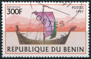 Benin Sc#1044 Used, 300fr multi, Sailing Ships 1997 (1997)