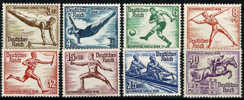 GERMANY 1936 FULL SET of 8 SG606-13 MH Wmk. w97 P.13.5 x 14 SUPERB CONDITION