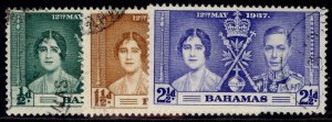 BAHAMAS GVI SG146-148, 1937 CORONATION set, FINE USED.