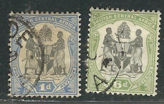 British Central Africa (Nyassaland) 2 Different Used VF 1897 SCV $6.75