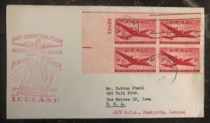 1947 New York USA First Flight Airmail Cover to Stockholm Sweden Via Iceland